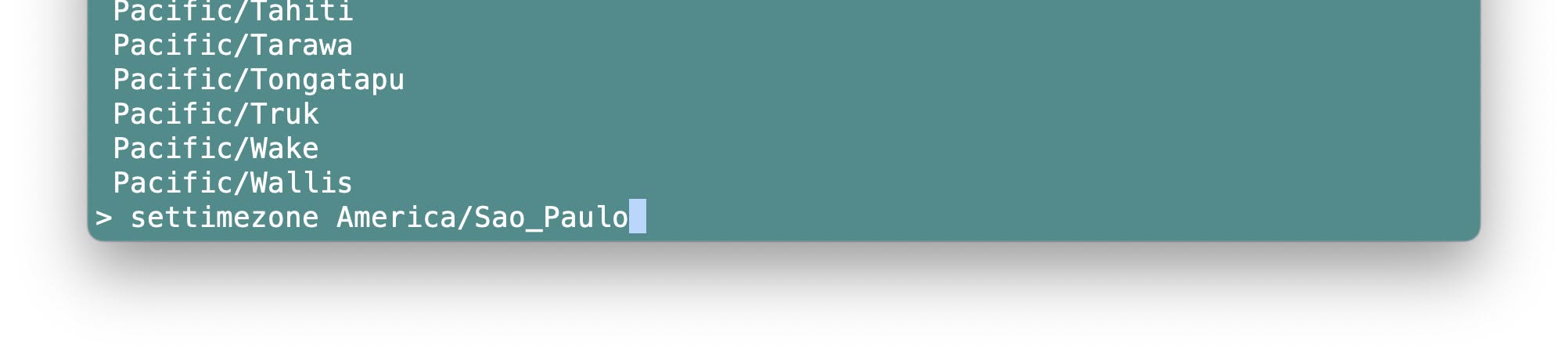 Using “settimezone” in “systemsetup” on macOS Terminal to change the system time zone