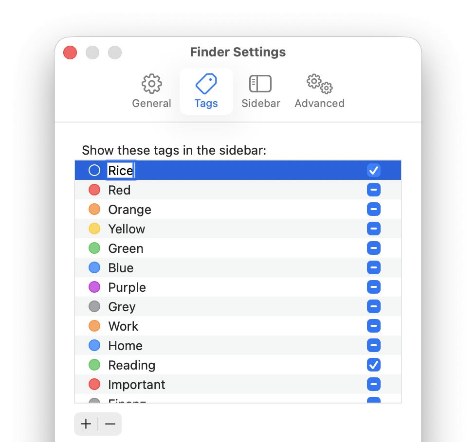 Adding a new tag for organizing files and folders to Mac Finder