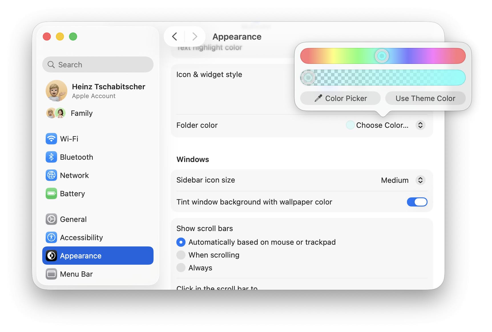 Choosing a custom color for macOS folder colors