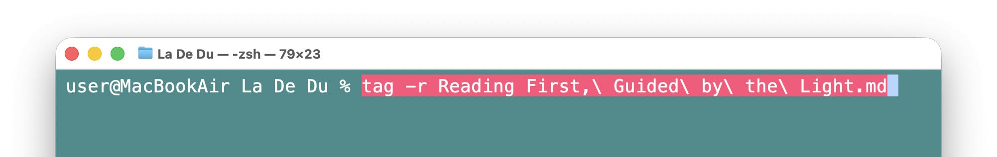 Removing a tag from a file in Mac Terminal using tag