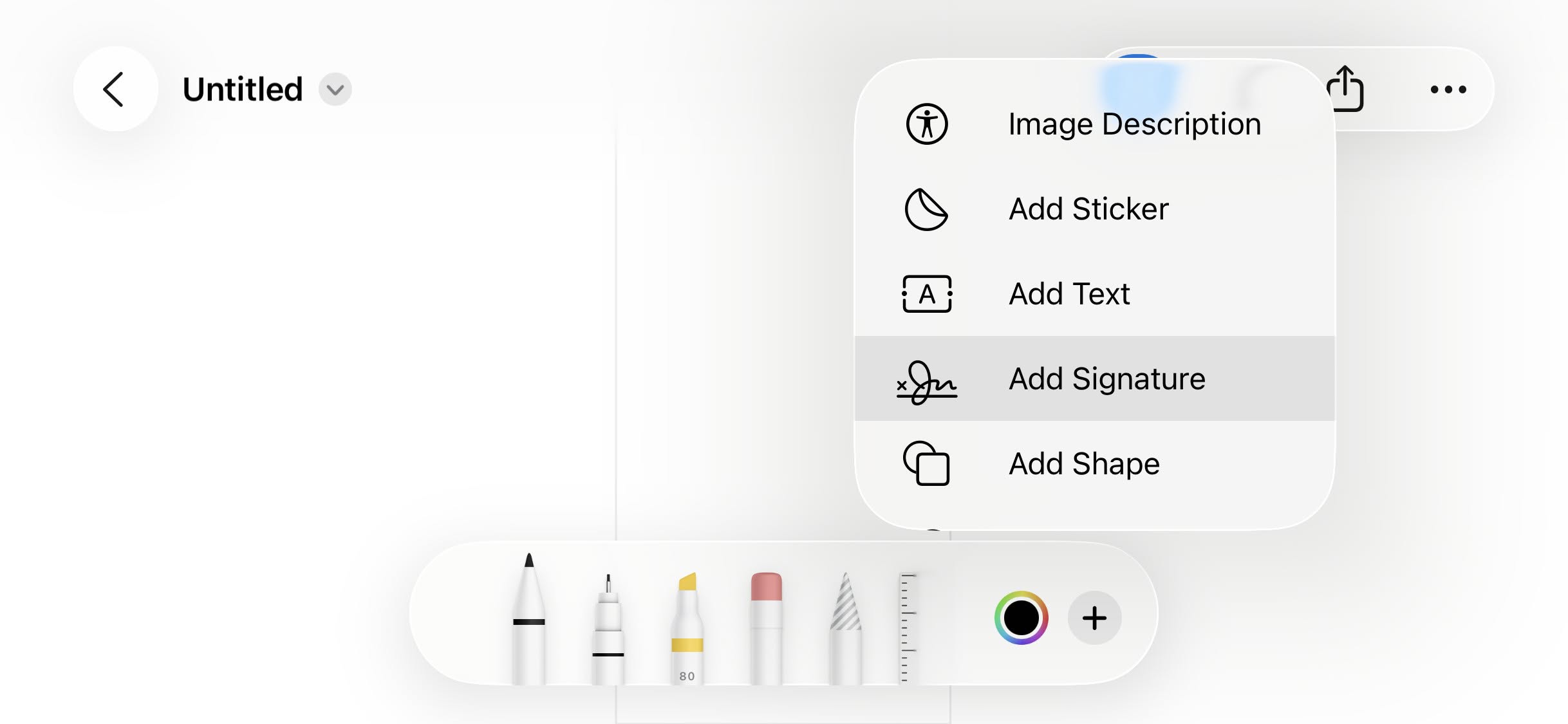 Select “Add Signature” to start setting up a handwritten signature in Preview for iOS