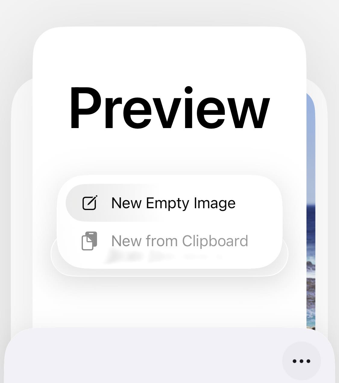 Select “New Empty Image” to set up a temporary document for adding a signature in Preview for iPhone