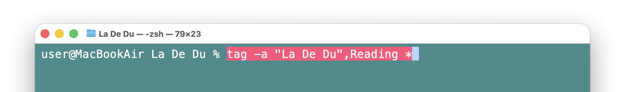 Tagging files in macOS Terminal using tag