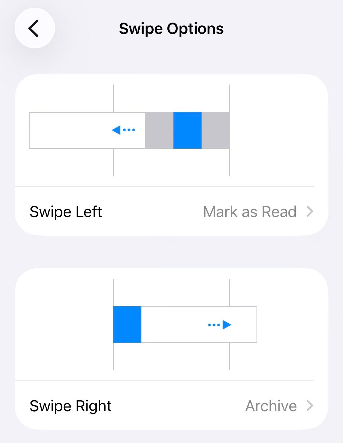 Choose swiping actions for iPhone Mail in the iOS Settings app