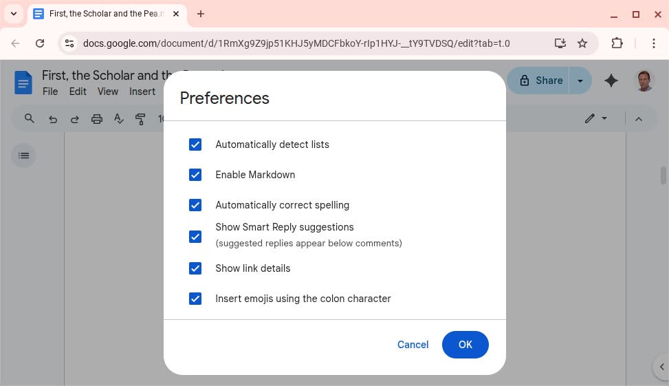 Enabling Markdown formtting in Google Docs