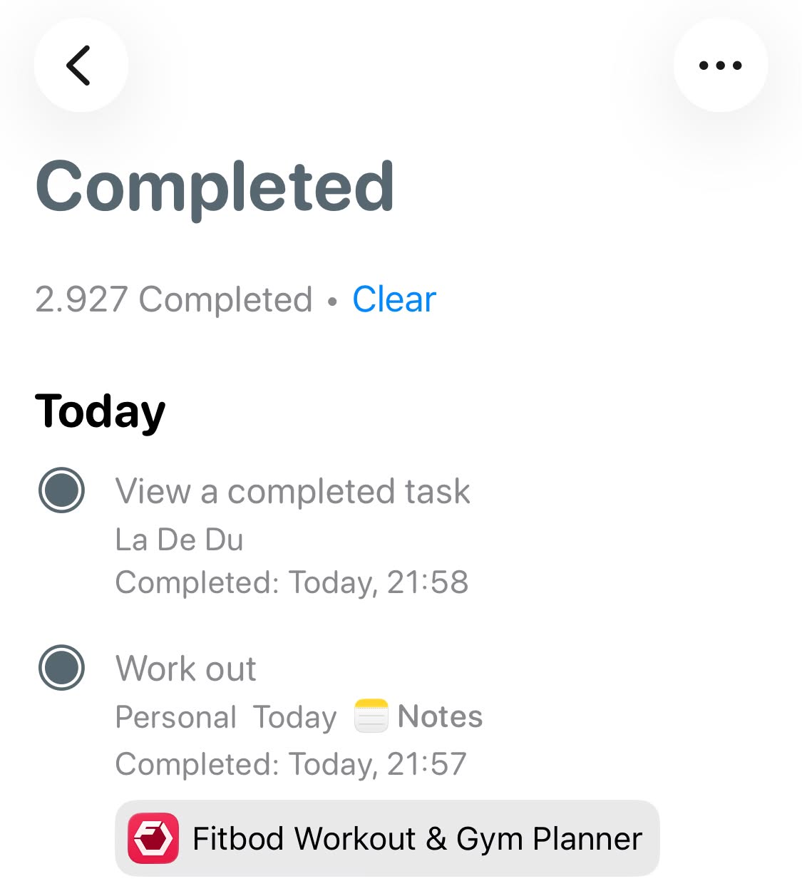 Viewing all completed tasks in Apple Reminders on an iPhone