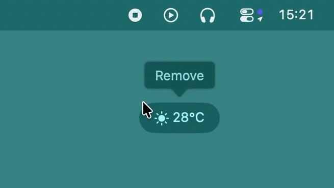 Drag items out of the menu bar while holding the “Command” key to remove them from the Mac menu bar